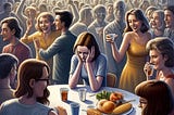 woman alone at a party