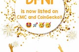 DFNi is now on CMC & Coingecko!