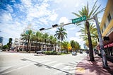 palm trees and blue skies on a Miami, Florida street