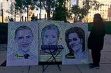 Philadelphia artist brings Hillary Clinton to life outside the Javits Center