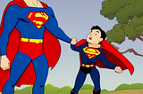 realistic superman in cartoon that tries to be a good dad but the son is hyperactive and never stop running