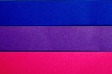 bi-sexual flag colors: blue, purple, pink