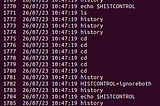 The display of detailed date time view of the commands