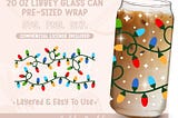 Christmas Lights 20oz Libbey Glass Can Wrap - Holidays PNG Digital Download SVG Cricut - Silhouette - String Lights Beer Glass Template
