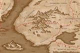 UX Fantasy Map with Click Rate Cliffs, Technology Tundra, Matrix Mountains, Valley of Peers, Deliverables Desert, New Projectland, Sketch-y Sea, Empathy Path, and Below the Fold Forest locations.