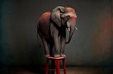 Circus elephant on stool