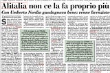 28th November 2019: Alitalia today on the Italian press.