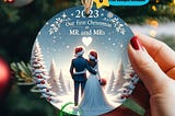 First Christmas Married Ornament Our First Christmas As Mr and Mrs Ornament Christmas Ornament PNG Digital Download Sublimation Design Round