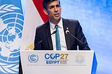 Sunak delivering a speech at COP27 in Egypt