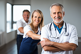 A doctor and 2 other people, posing with a big smile