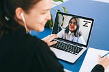 Woman on a video call on her laptop