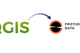 QGIS logo with arrow pointing towards Frictionless Data logo in brackets.