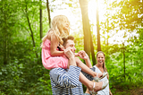 Family hiking in the nature