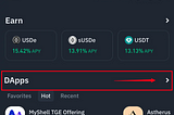 Switch to the Web3 page, scroll down and click on Dapps.