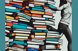 A woman running with “tons of books”