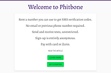 Using zcoin with Phitbone for Anonymous Phone Number Rental