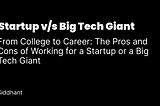 From College to Career: The Pros and Cons of Working for a Startup or a Big Tech Giant