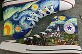 Starry Night Converse Hand Painted Shoes
