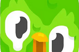 melting cartoon green owl, app icon