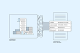 Illustration of fragmented health data being organised in verifiable data logs.