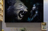 OFFICIAL Taming the beast black girl with lion poster