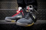 off white Jordan 5 in black