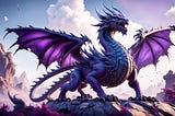 A majestic purple dragon with wings outspread.