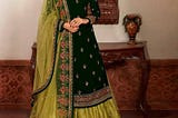 Bottle Green Pant,Lehenga style Salwar Kameez Georgette