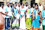 Telangana firebrand, YSR Telangana party spokesperson Indira Shoban along with party members at HRC Office regarding Khammam Incident