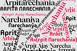 Wordcloud of the different spellings of my name, as spelled by other people and machines.