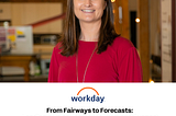 Branded Workday Graphic with an image of Workmate Danielle, text reads ‘From Fairways to Forecasts: Leading a Sales Team with Drive and Support — Workday Life Blog’.