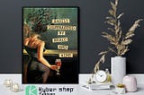 HOT Vintage girl easily distracted by music and wine poster
