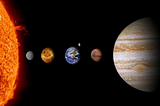 Hero image that shows 5 first planets of the solar system and a start on the left.