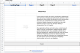 Screen shot of a Google spreadsheet formatted into a wireframe.