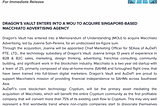 Dragon’s Vault Press Release: Dragon’s Vault Enters into MOU to Acquire Singapore-based Macchiato…