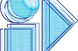 A stylized graphic design featuring overlapping geometric shapes: two circles, multiple layered squares, and forward-pointing triangles, all in shades of blue. The arrangement symbolizes the Conectid iD Monogram, representing the core values of mutual respect, fairness, and progress within the Conectid brand. The Unified Symbol: Circles, Squares, and Triangles The Conectid iD Monogram, a striking blend of circles, squares, and triangles, serves as the symbolic digital visualisation of the iHeart