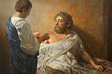 A young Jacob deceives his blind father, Isaac, to steal the firstborn blessing.