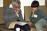 Erdős influenced many young mathematicians, including Terence Tao, who went on to receive received the Fields Medal in 2006, and was elected a Fellow of the Royal Society in 2007. Photo taken in 1985 at the University of Adelaide, by either Billy or Grace Tao.