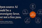 Open source AI sovereignty graphic showing choice, security, assurance, maintenance and transparency.