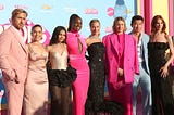 Greta Gerwig, Margo Robbie, Ryan Gosling, Issa Rae, Simu Liu, America Ferrera and some the other cast of the Barbie movie at a premiere in Los Angeles.