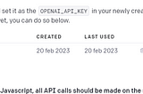Secret key for OpenAi