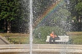 rainbow in a fountain