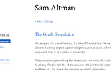 The Gentle Singularity: Sam Altman