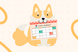 Dog holding a calendar for the Figma Journey plan.