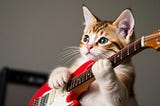 A cat playing a guitar
