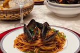 Spaghetti with Mussels and Tomato Sauce