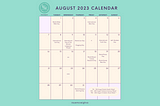 August 2023 Social Media Calendar