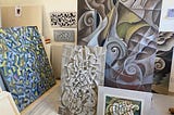 Paintings in the studio this morning.