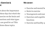 Brain Care & Exercise