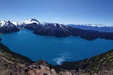 An unbeatable view of shimmering Garibaldi Lake from Panorama Ridge, Garibaldi Provincial Park, BC, Canada